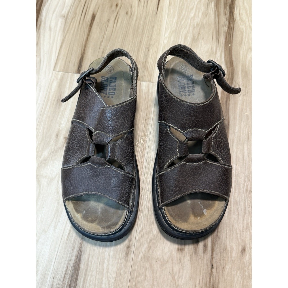 Faded Glory Brown Faux Leather Fisherman Sandals Chunky Y2K 90s Grunge Size 8.5